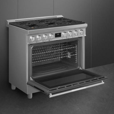 36" SMEG Freestanding Professional Dual Fuel Range in Stainless Steel - SPR36UGMX