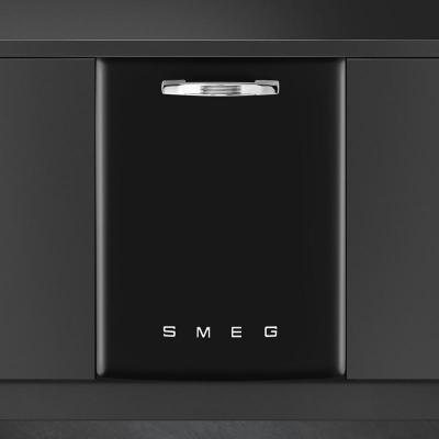 24" SMEG 50's Style Under Counter Built-in Dishwasher in Black - STU2FABBL2