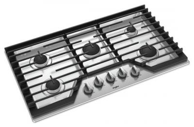 36" Whirlpool Gas Cooktop With EZ-2-Lift Hinged Cast-Iron Grates - WCG55US6HS