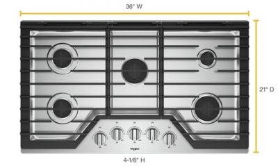 36" Whirlpool Gas Cooktop With EZ-2-Lift Hinged Cast-Iron Grates - WCG55US6HS