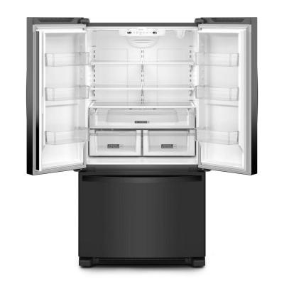 36" Whirlpool French Door Bottom Mount Full Depth Refrigerator in Black - WRFF3036RB