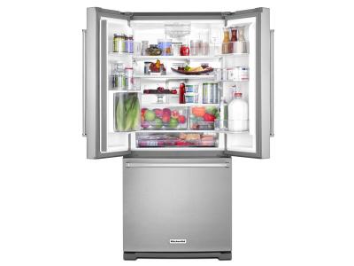 30" KitchenAid 20 Cu. Ft. Standard Depth French Door Refrigerator with Interior Dispense - KRFF300ESS