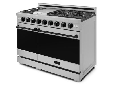 Thorkitchen Gordon Ramsay Series Professional Gas Range with Pro-Style Knobs in Stainless Steel/Black - RSG48E-BLK