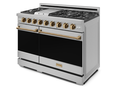 Thorkitchen Gordon Ramsay Series Professional Gas Range with Pro-Style Knobs in Stainless Steel/Bronze - RSG48E-BRZ